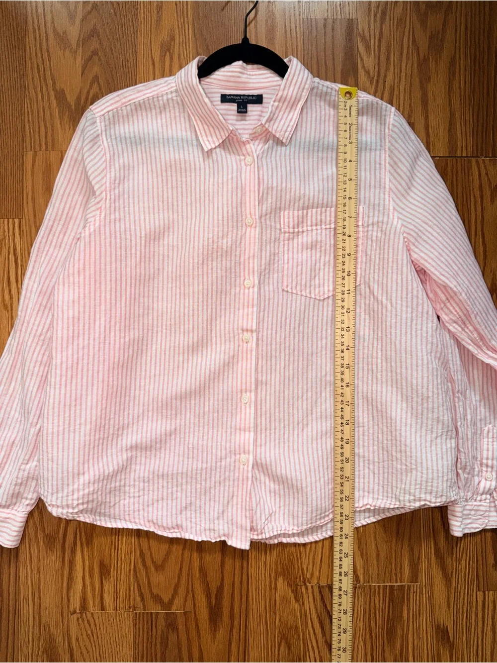 Banana Republic Pink and White Striped Button-Down Shirt